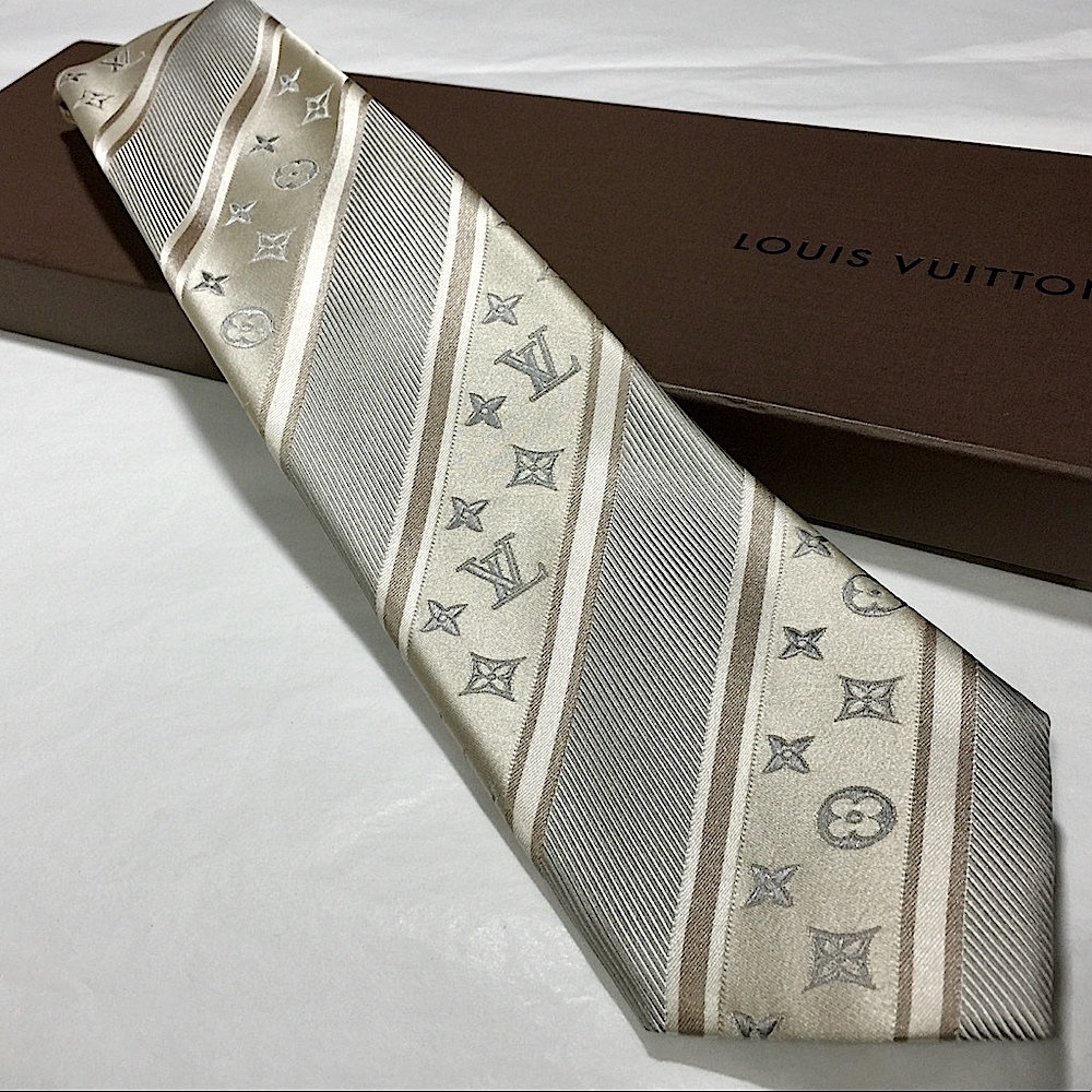 🎁LV HOLIDAY 26’🎁💯✨🔥💯🆕AUTHN LOUIS VUITTON GOLD CLASSIC MONOGRAM TIE🔥RARE MOTIF